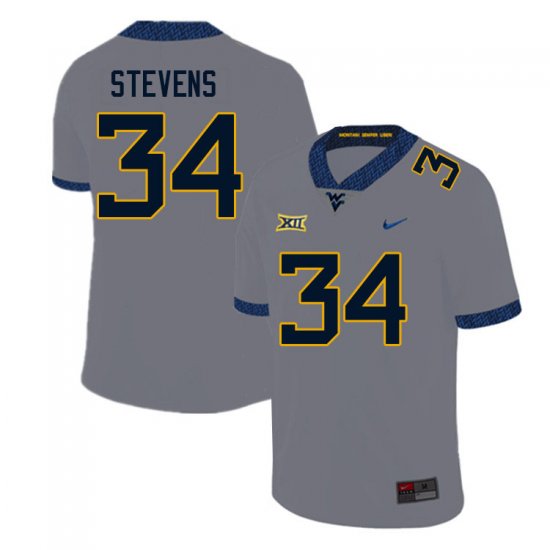 Men's West Virginia Mountaineers NCAA #34 Deshawn Stevens Gray Authentic Nike Stitched College Football Jersey UM15O02RV